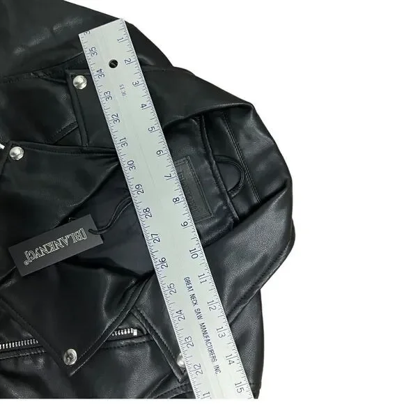 BLANK NYC Moto Jacket Womens S Black Faux Leather Biker Spring‎ Zip Pockets - Picture 6 of 11